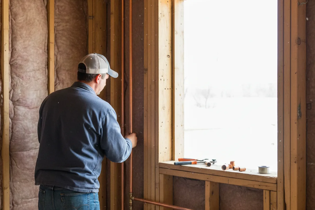 Licensed plumber running new copper supply lines in a Rock Hall home